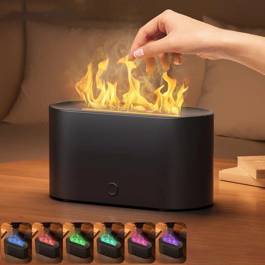 Flame Effect Essential Oil Diffuser – LED Fire Humidifier & Aromatherapy Mist for Home or Office