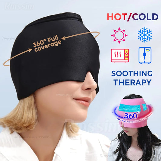 Gel Ice Headache Migraine Relief Hat Cold Compress Therapy Cap Ice Head Wrap Pack Eye Mask For Pressure Relieve Pain Ice Hat