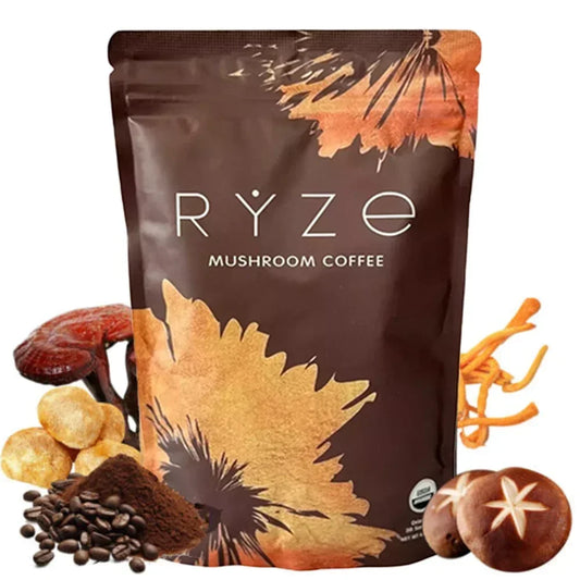 RYZE Mushroom Coffee – 180g Adaptogenic Blend for Focus, Energy & Immune Support (1, 2, 3, or 5-Pack)