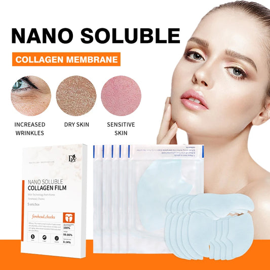 Instant Glow Collagen Mask ANO Soluble Collagen Film for Forehead & Cheeks – Korean Dissolvable Anti-Aging Face Patches (5 Sets)